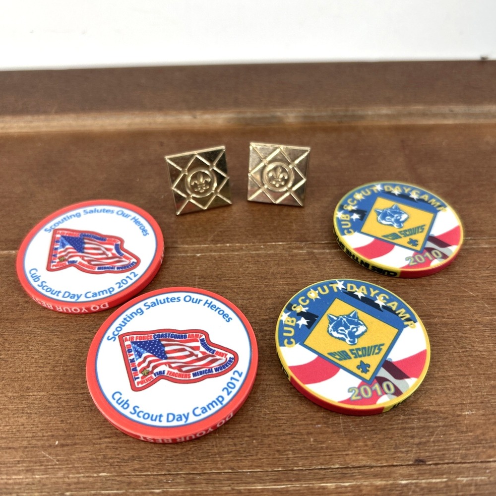 Vintage Lot of 5 Cub Scout Day Camp 2010-2012 Coins and Cufflinks Collection BSA